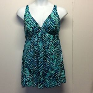 Croft & Barrow 16W Blue Print Swim Dress